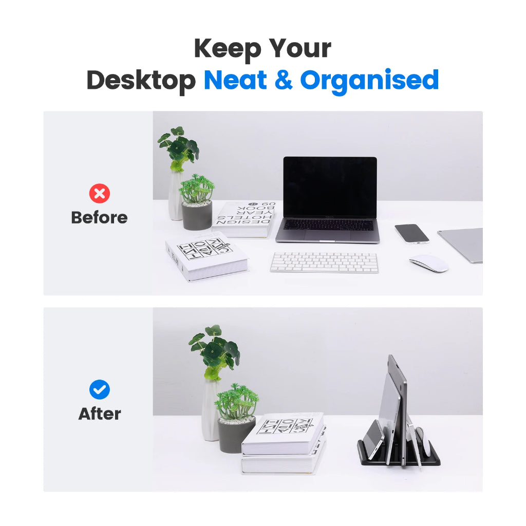 Vertical Laptop Stand - Sleek Black, Portable & Adjustable, Perfect for Premium Laptops